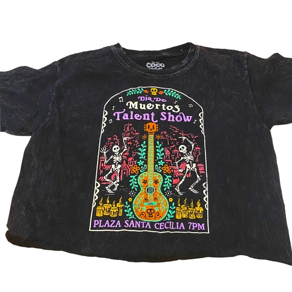 Disney Coco Dia De Los Muertos Cropped T Shirt - Picture 1 of 5